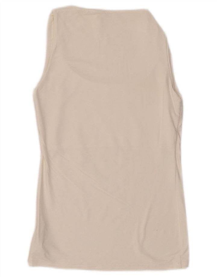 Zara Mujer Chaleco Top UK 12 Medium Blanco Poliamida