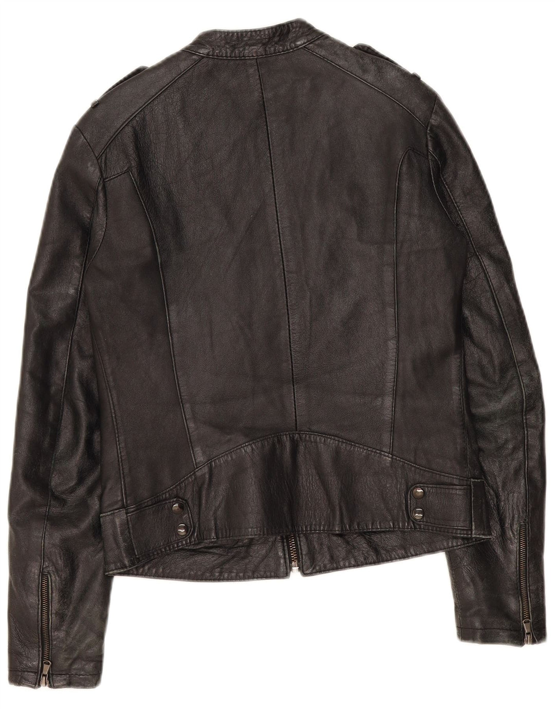 Vintage mujer cuero biker chaqueta Reino Unido 12 cuero negro medio