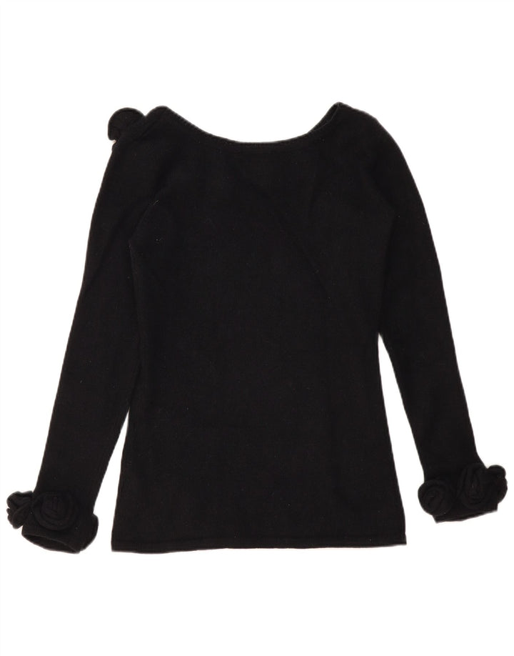 Alba Moda Mujer Cuello Barco Jersey Suéter UK 10 Pequeño Negro Lana Nueva