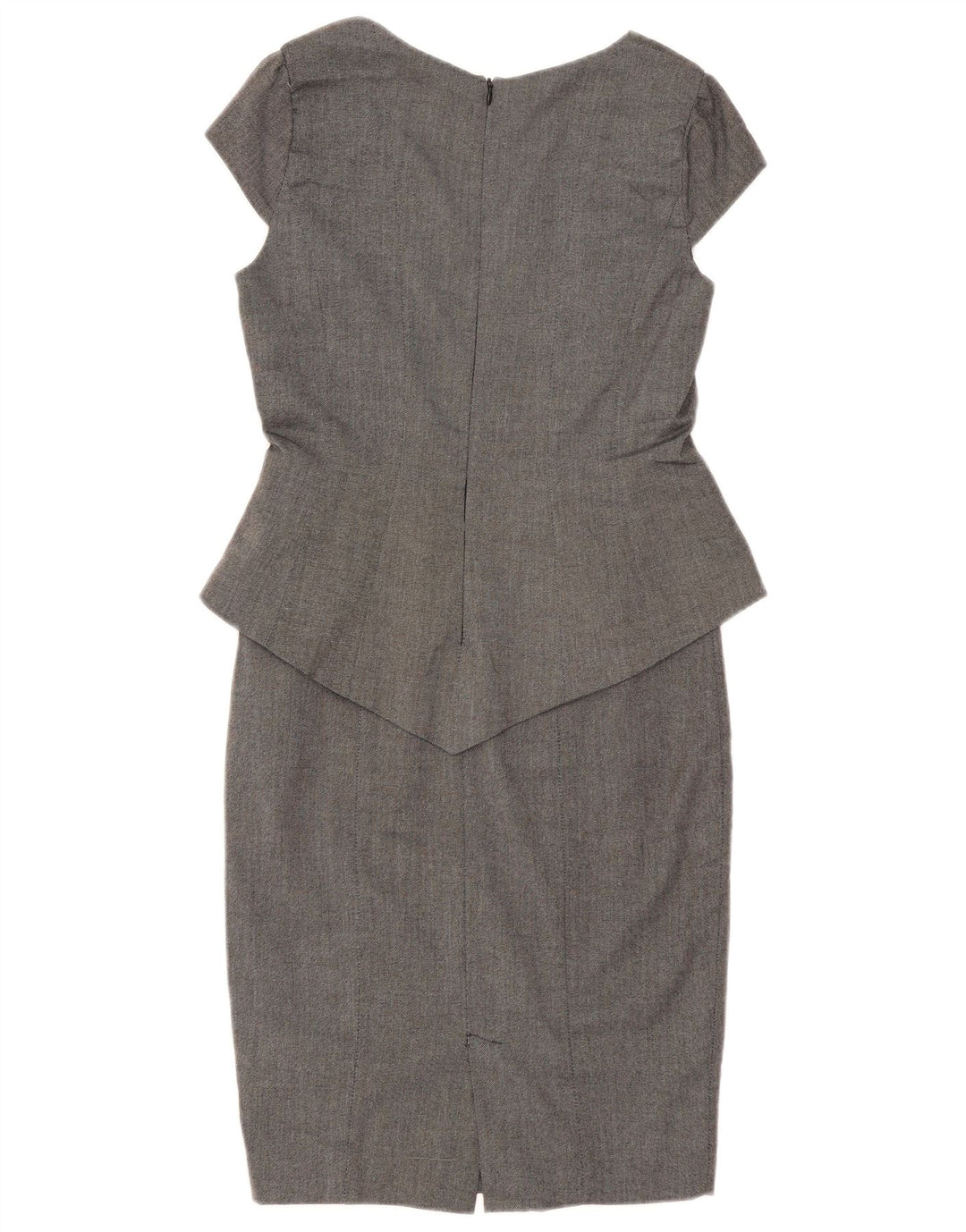 Zara Mujer Vestido Peplum UK 42 Poliéster Gris Medio