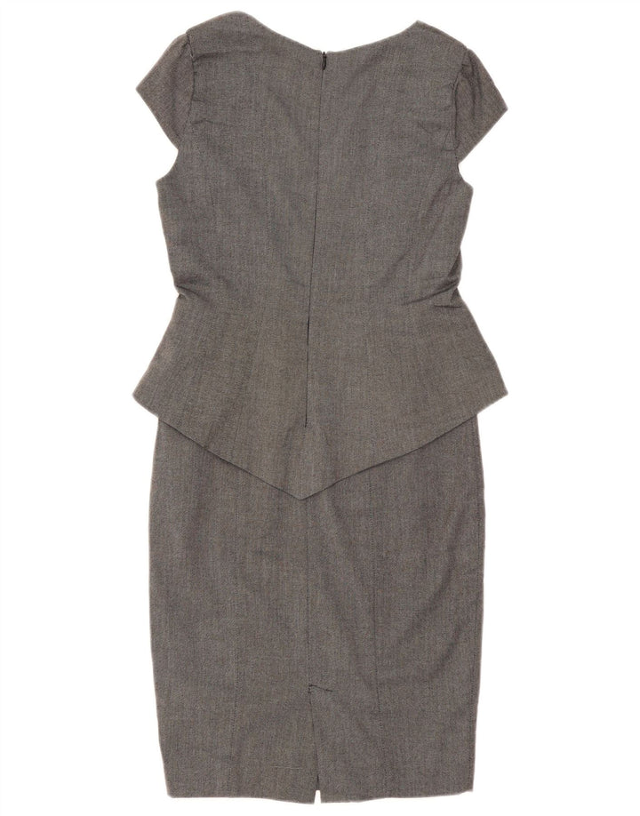 Zara Mujer Vestido Peplum UK 42 Poliéster Gris Medio