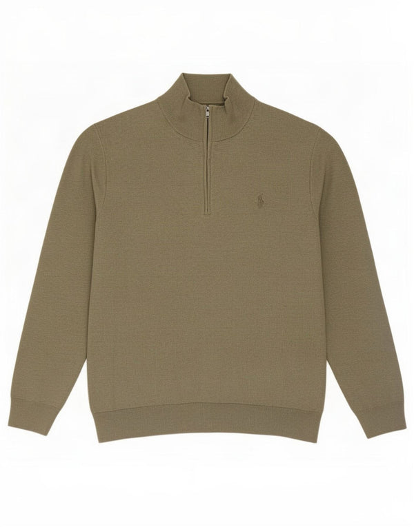 Polo Ralph Lauren - Jersey con cuello y cremallera para hombre, talla XL, algodón caqui