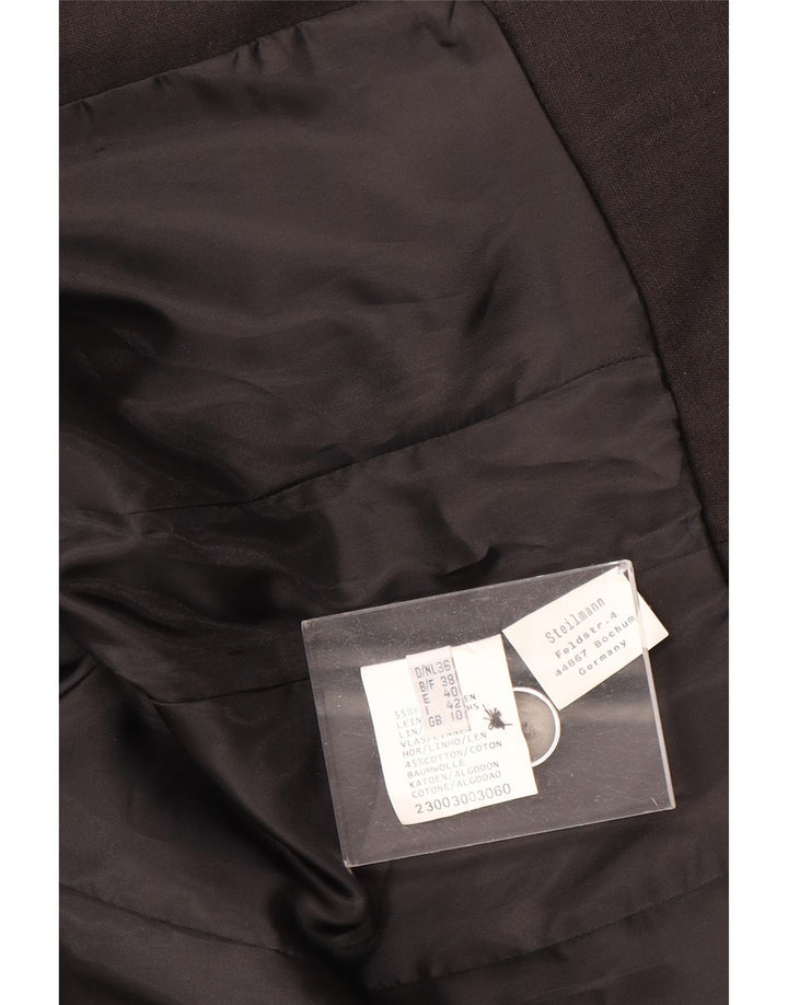 Vintage mujer 5 botones Blazer chaqueta Reino Unido 10 pequeño marrón floral lino