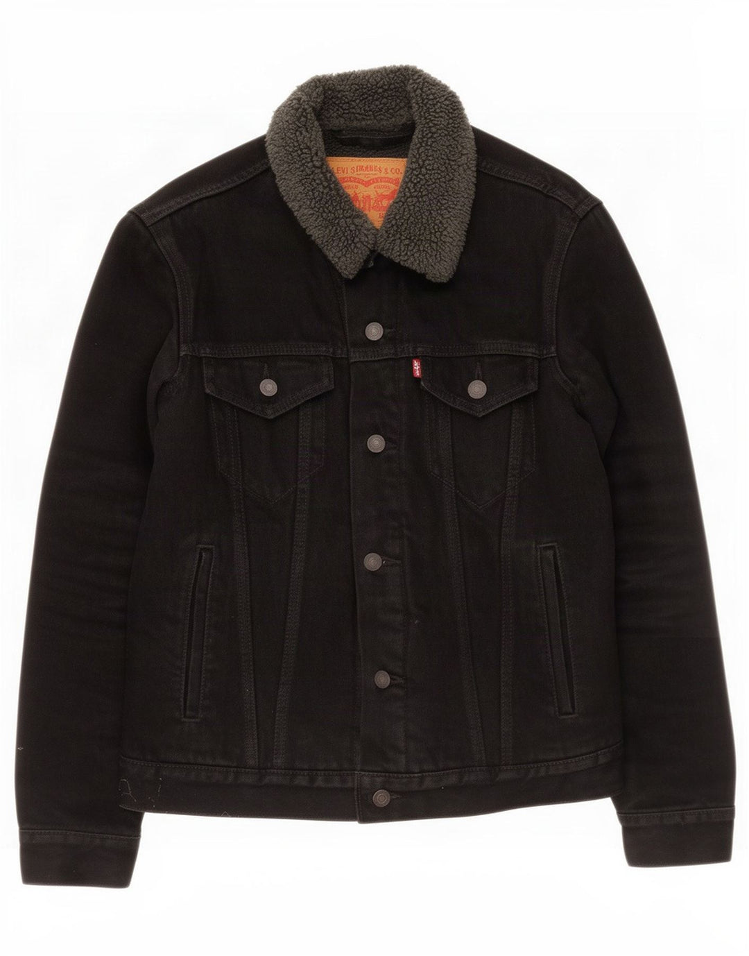 Levi's Chaqueta vaquera Sherpa para hombre UK 36 Small Algodón negro