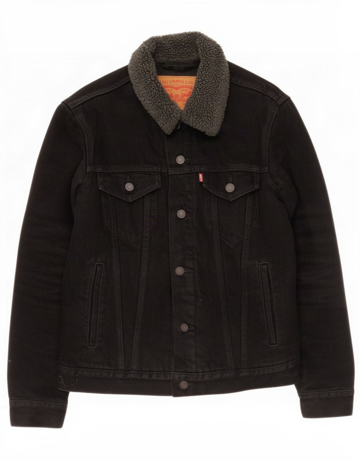 Levi's Chaqueta vaquera Sherpa para hombre UK 36 Small Algodón negro