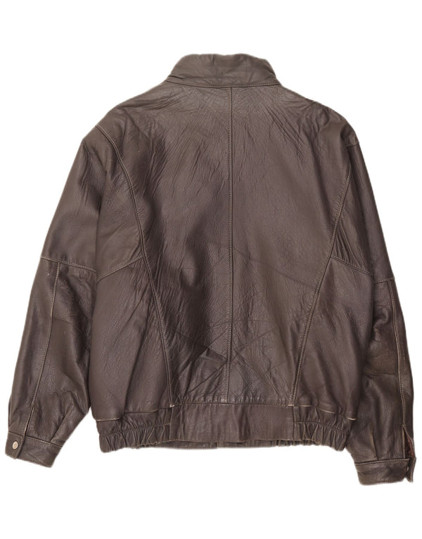 Vintage hombres chaqueta de cuero Reino Unido 36 pequeño cuero marrón