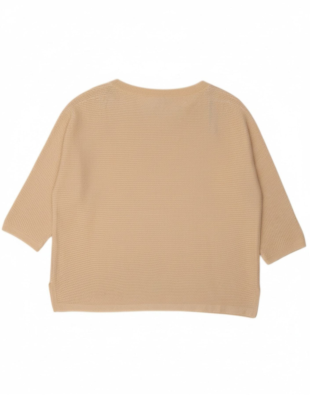 MASSIMO DUTTI Womens Oversized Boat Neck Jumper Sweater UK 14 Medium Beige