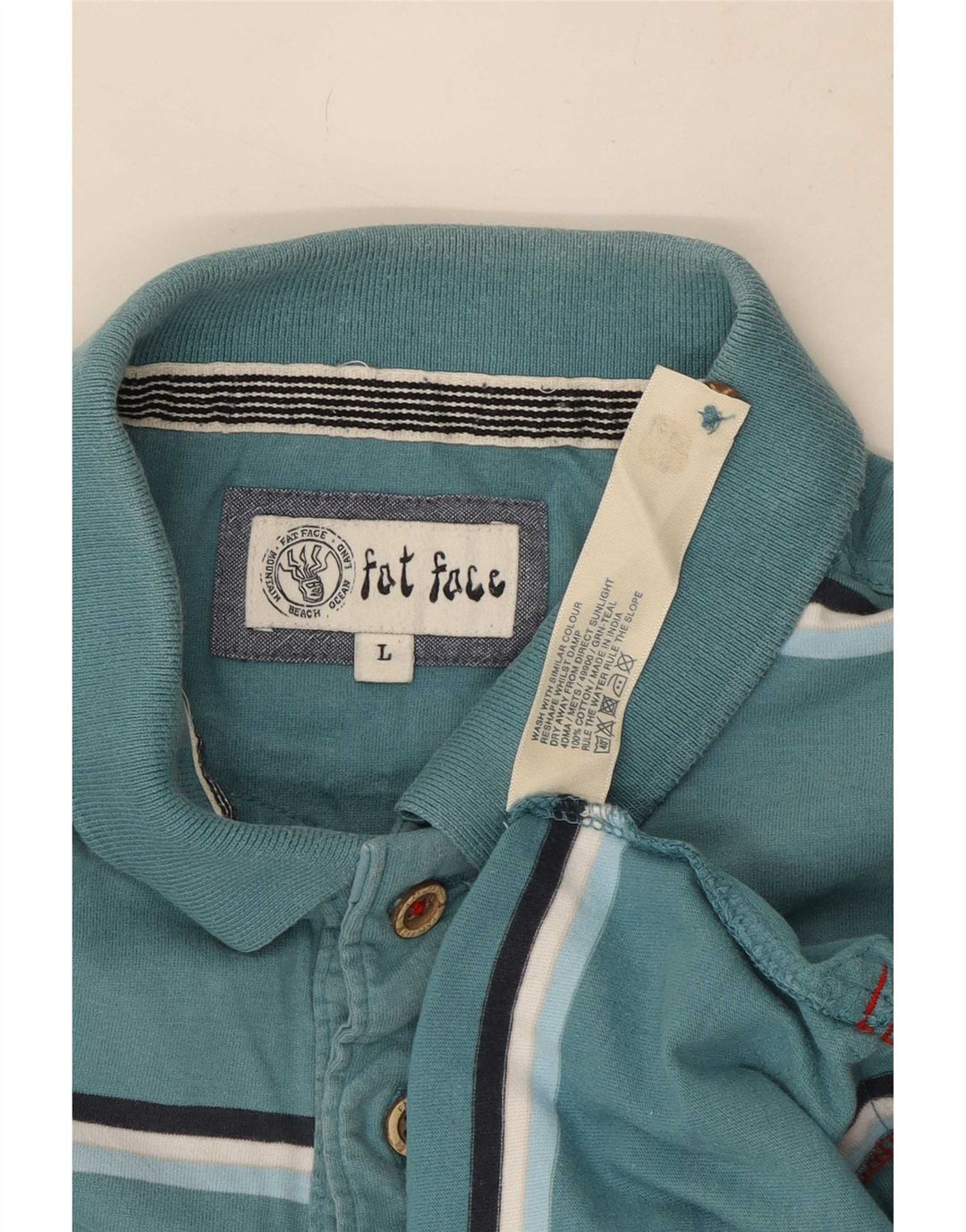 Polo de hombre Fat Face de algodón a rayas azules grandes