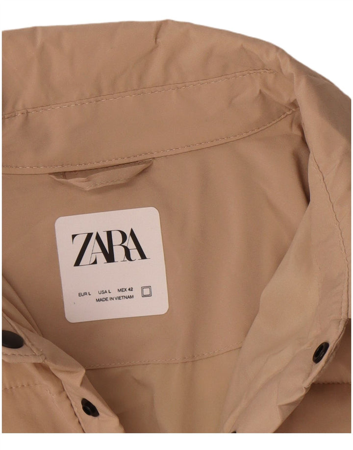 Zara Hombre Chaqueta Acolchada UK 40 Grande Poliéster Beige