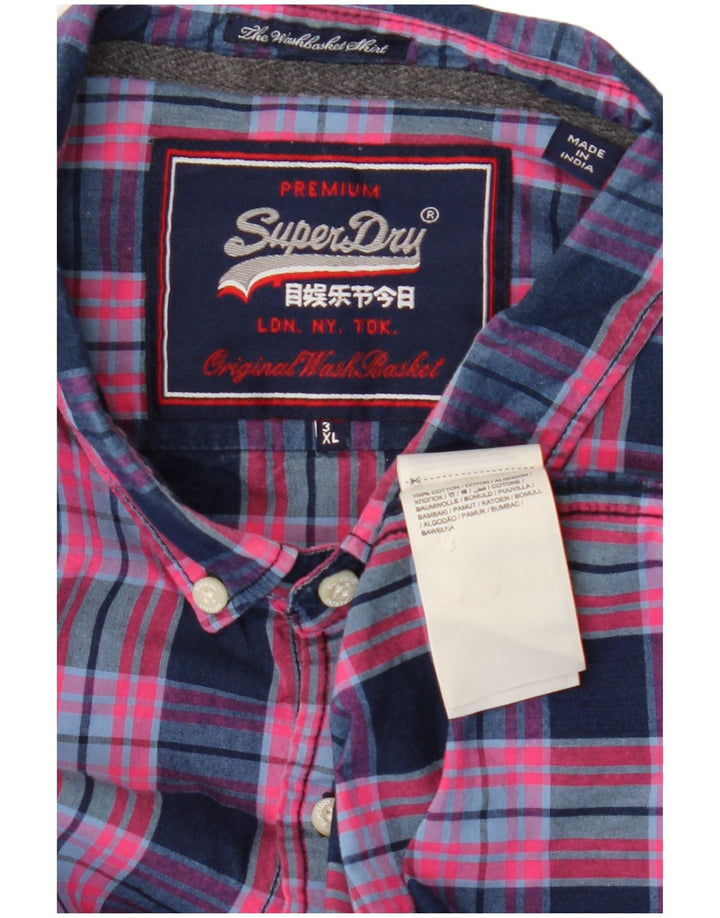 SUPERDRY Camisa Hombre 3XL Algodón Cuadros Multicolor