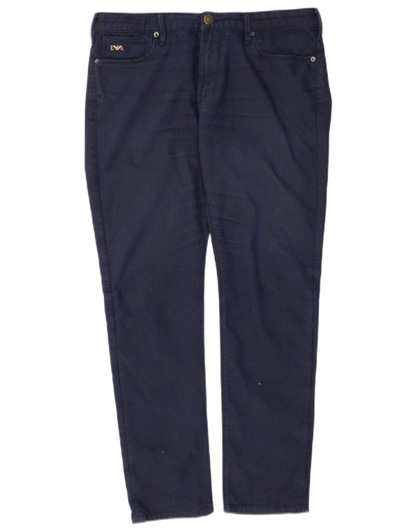 Emporio Armani Pantalones informales ajustados para hombre W34 L30 Algodón azul marino