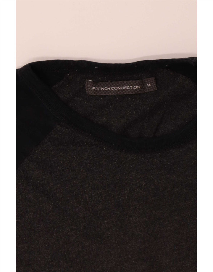 French Connection Camiseta de hombre de algodón color block en gris medio