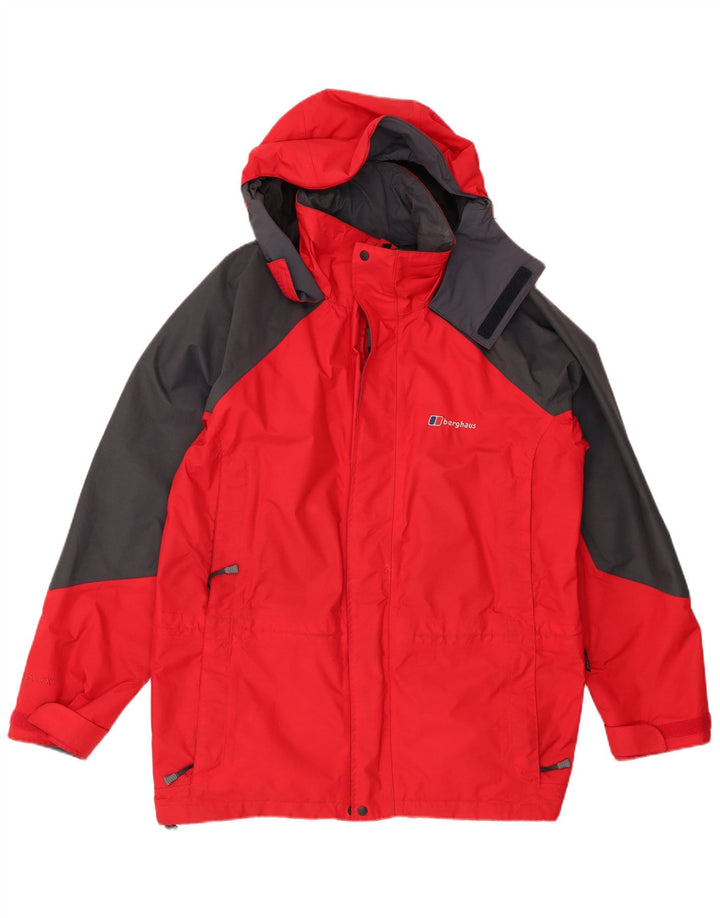 Berghaus Chaqueta impermeable con capucha para hombre UK 38 Medium Red Colourblock Nylon