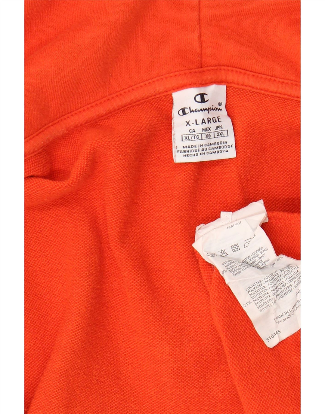 CHAMPION Suéter con capucha y cremallera gráfica para mujer UK 40 XL Naranja Colorblock