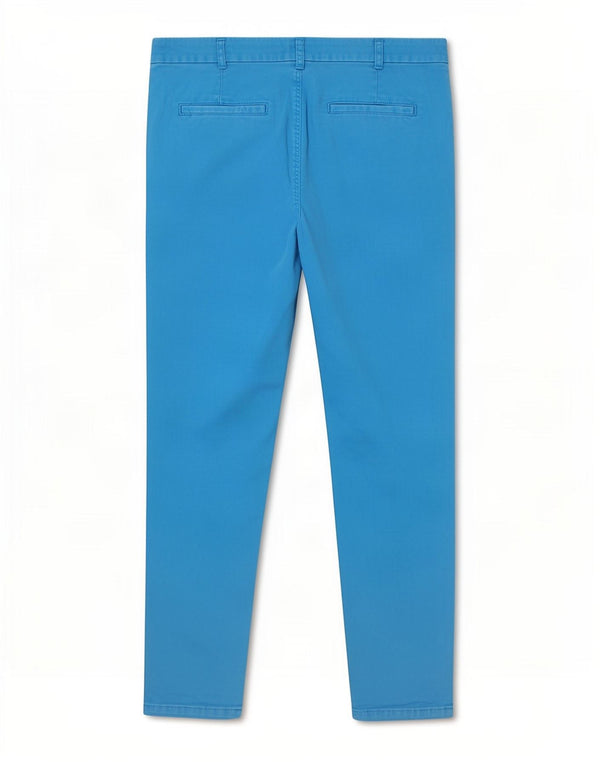 Benetton Pantalón Chino Recto Mujer IT 42 Medium W30 L28 Azul Algodón