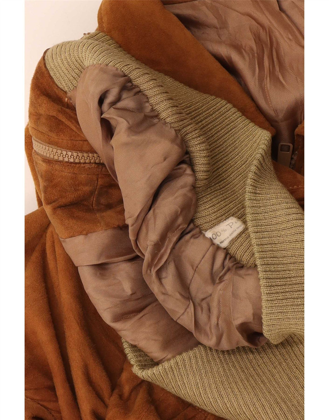 Vintage hombres ante bomber chaqueta Reino Unido 40 cuero marrón grande