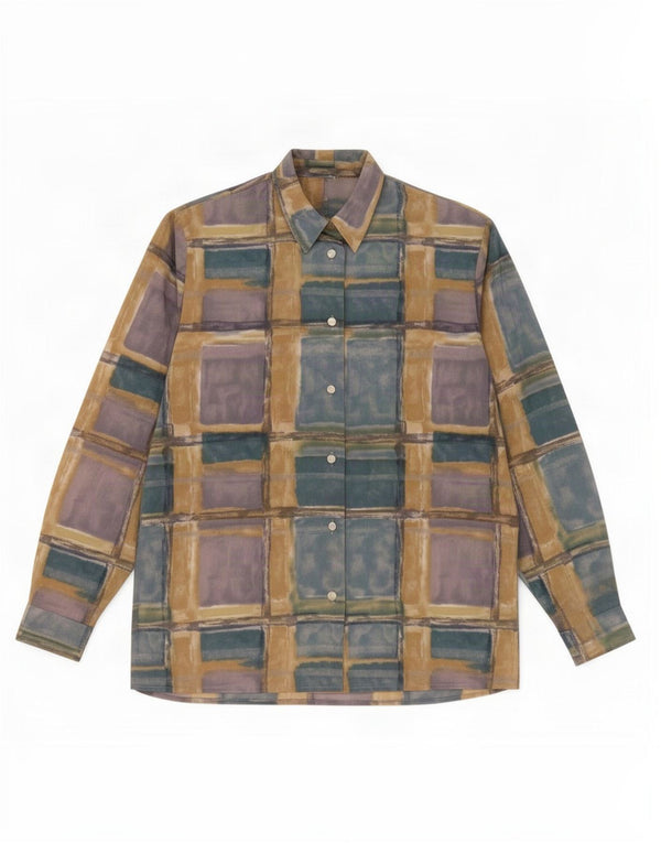 Vintage mujer camisa Reino Unido 14 medio multicolor patchwork