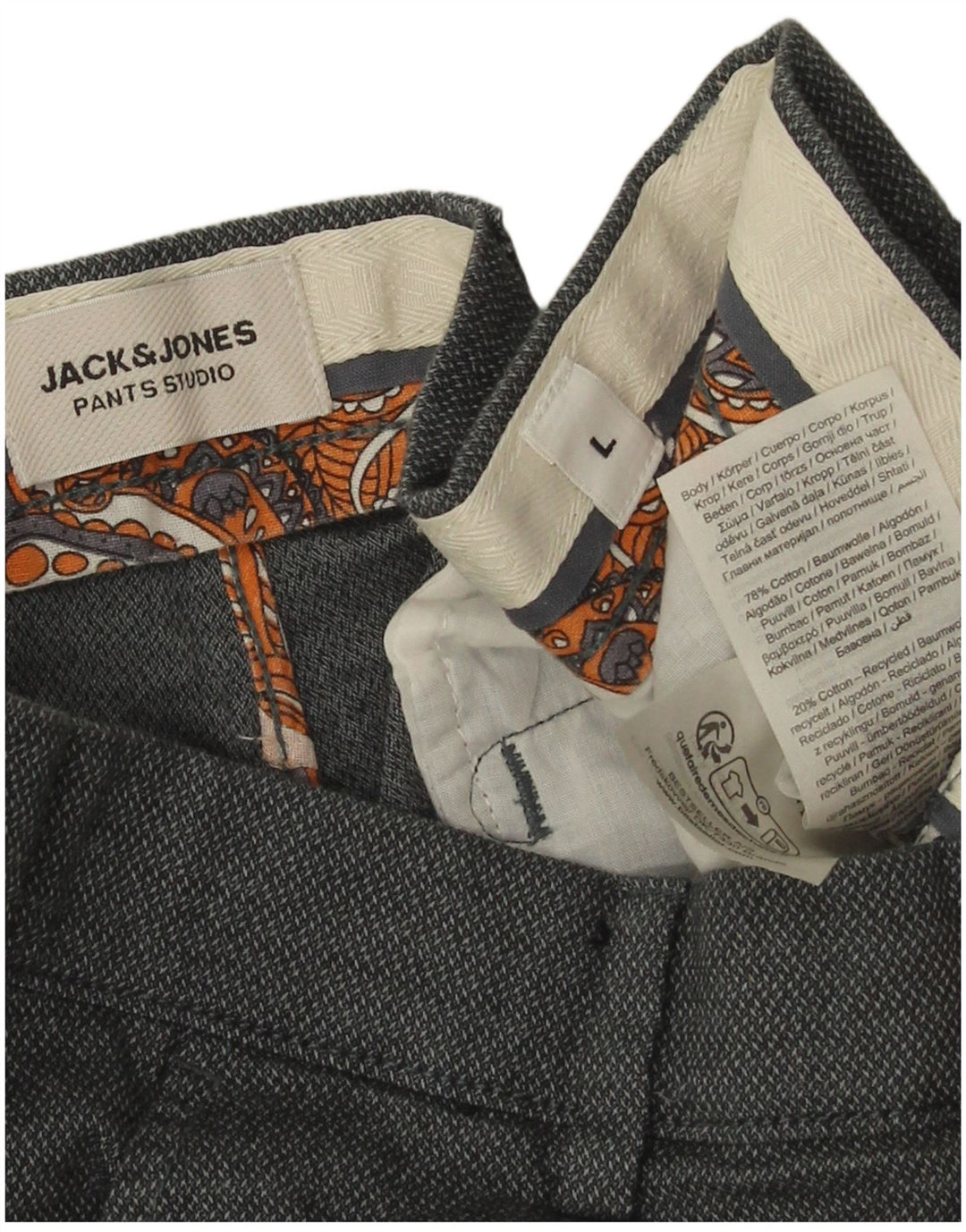 Jack & Jones Pantalones cortos chinos para hombre Large W34 Algodón con manchas grises