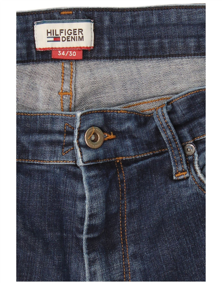 TOMMY HILFIGER Vaqueros cónicos ajustados para hombre W34 L30 Algodón azul