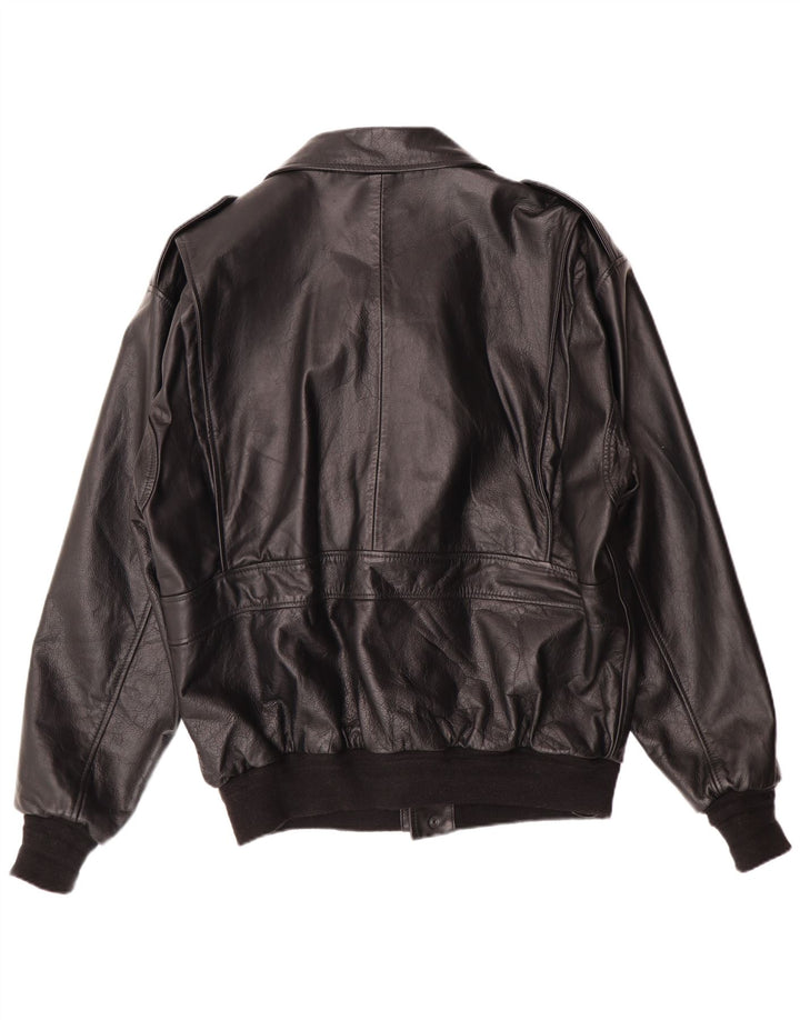 Vintage hombres militar bombardero chaqueta de cuero Reino Unido 42 XL negro