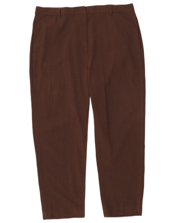 Marks & Spencer Womens Slim Chino Trousers UK 18 XL W38 L28 Brown Polyester