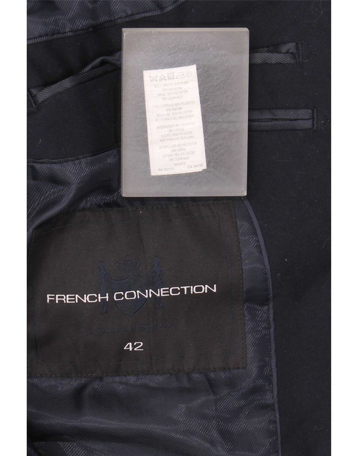 French Connection Chaqueta tipo blazer de 2 botones para hombre UK 42 XL Poliéster azul marino