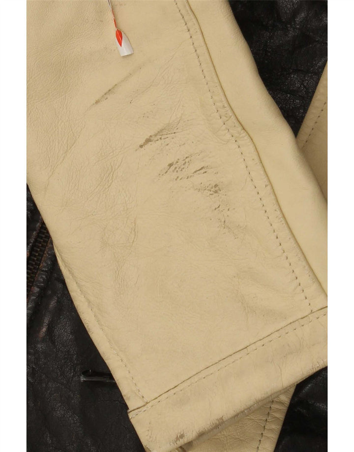 Brogden Chaqueta de cuero gráfica para hombre UK 42 XL Marrón Colorblock