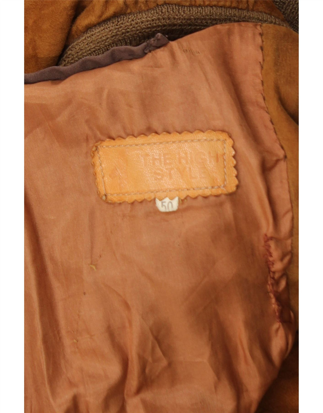 Vintage hombres ante bomber chaqueta IT 50 marrón grande