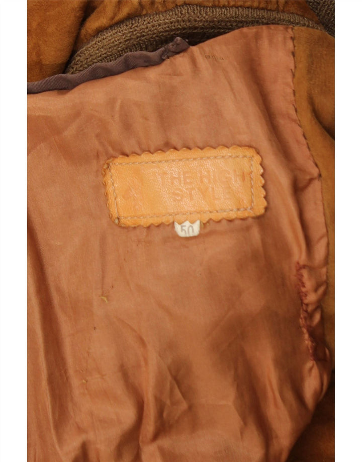 Vintage hombres ante bomber chaqueta IT 50 marrón grande