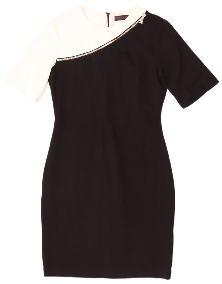 Vestido tubo Trussardi IT 42 Medium Viscosa color block negro