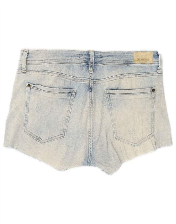 Zara Pantalones cortos de mezclilla desgastados para mujer EU 38 Small W28 Azul