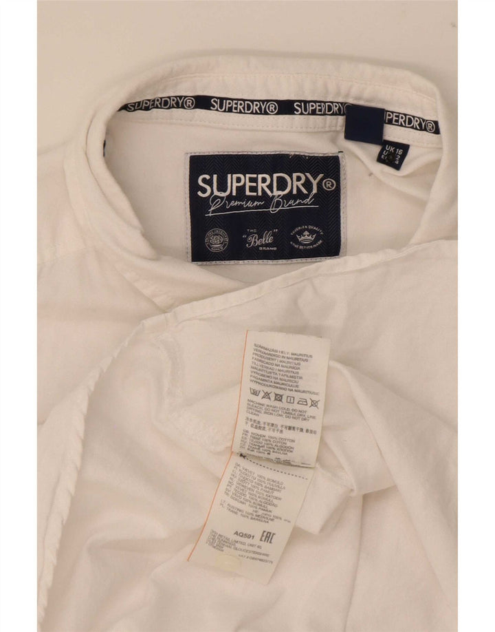 Superdry Camisa Mujer UK 46 Grande Algodón Blanco