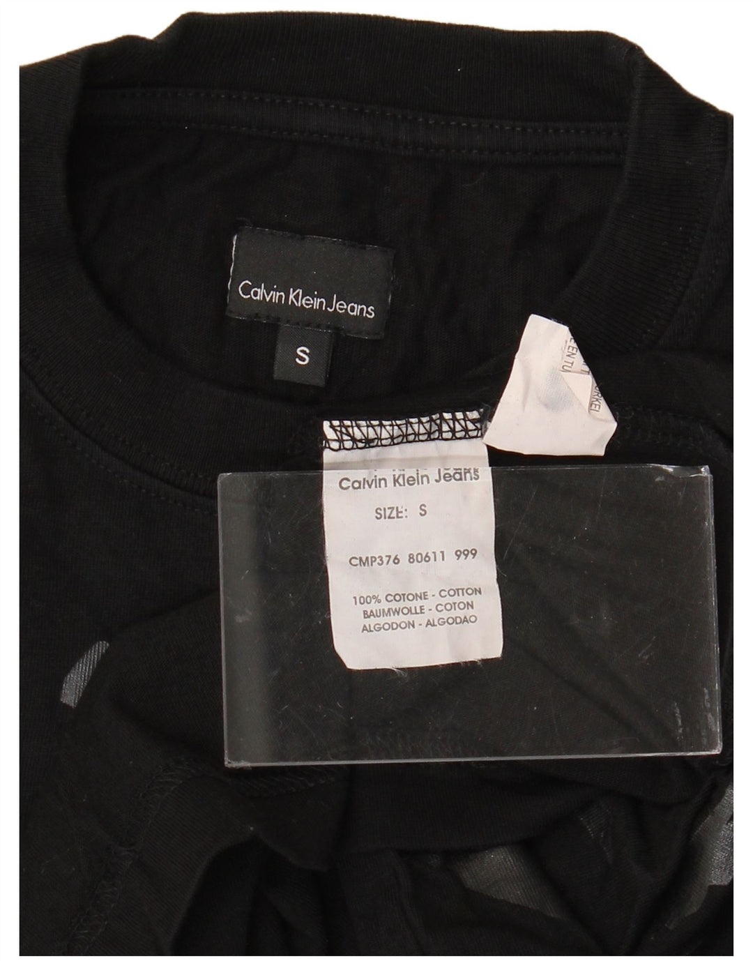 CALVIN KLEIN JEANS Top gráfico para hombre manga larga pequeño algodón negro