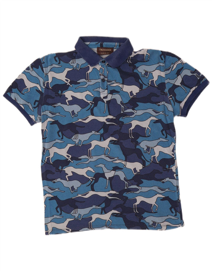 TRUSSARDI Polo Hombre Azul Medio Estampado Animal