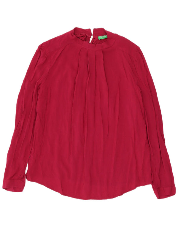 BENETTON Blusa de Manga Larga para Mujer UK 40 XL Borgoña