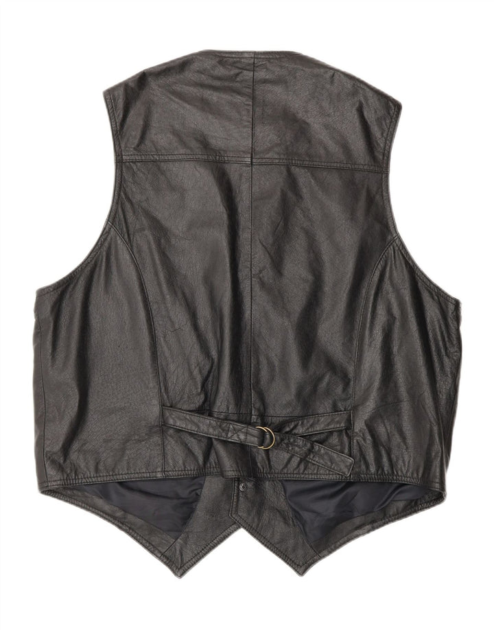 JOHN F GEE Mens Leather Waistcoat Large Black Leather Vintage John F Gee and Second-Hand John F Gee from Messina Hembry 