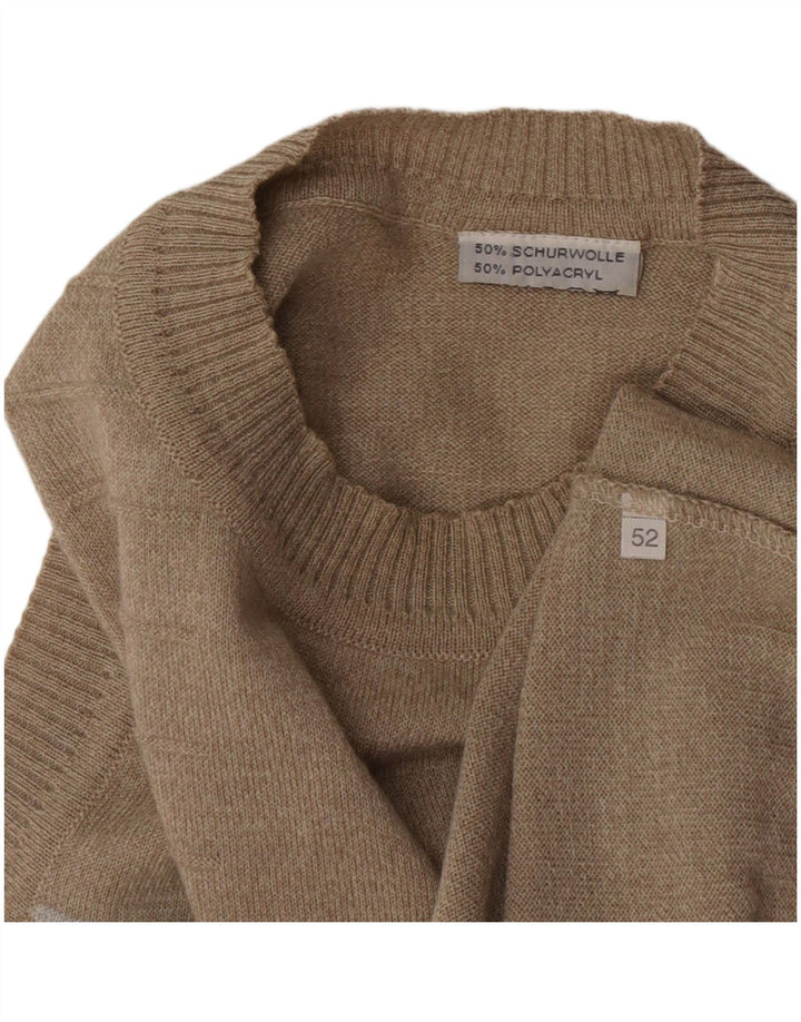 Vintage hombres chaleco camiseta sin mangas IT 52 lana virgen a rayas grises grandes