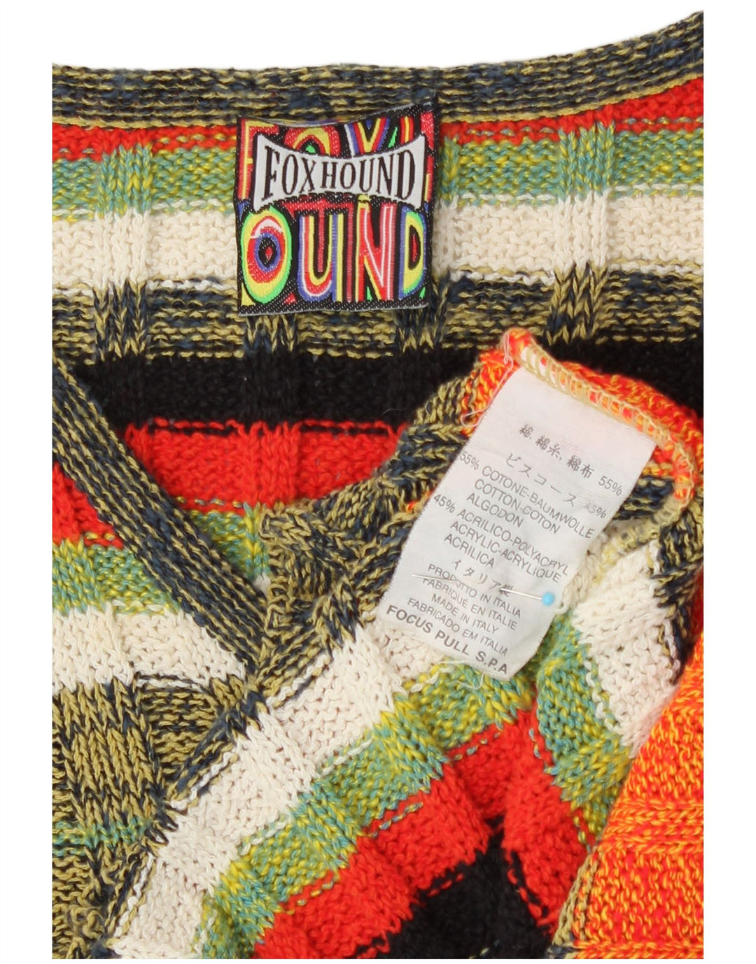 Foxhound - Jersey con cuello en V para hombre, talla XL, algodón a rayas multicolor