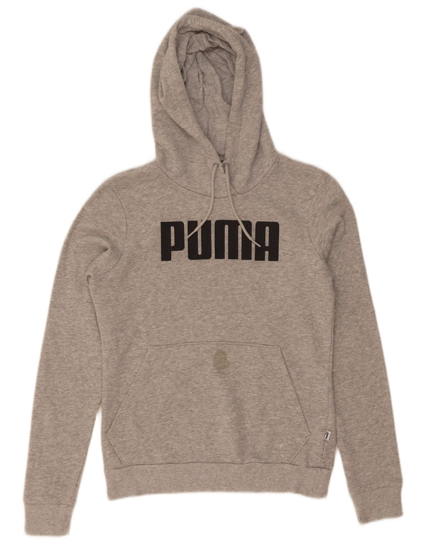 Puma Sudadera con capucha gráfica para mujer UK 8 Small Gris Algodón