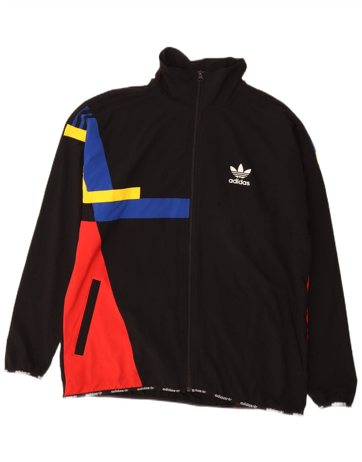 ADIDAS Chaqueta superior de chándal para hombre Nylon color block negro grande