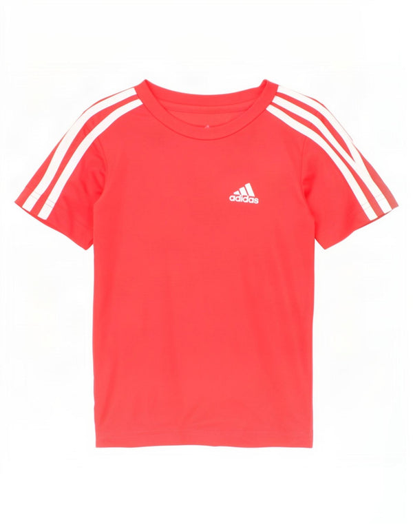 Adidas Boys Aeroready Graphic T-Shirt Top 4-5 Years Red Polyester
