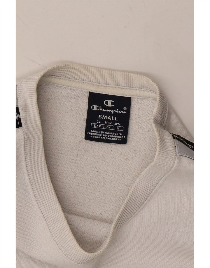CHAMPION Mens Graphic Sweatshirt Jumper Small White Vintage Champion and Second-Hand Champion from Messina Hembry 