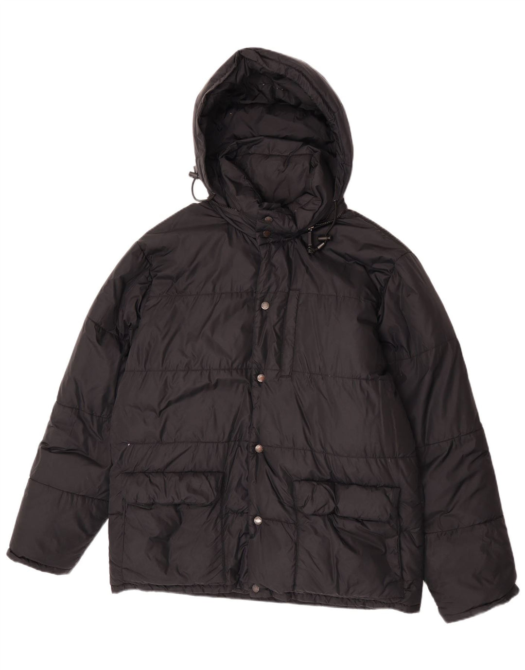 Alberto Aspesi Chaqueta acolchada con capucha para hombre UK 38 Medium Black Nylon