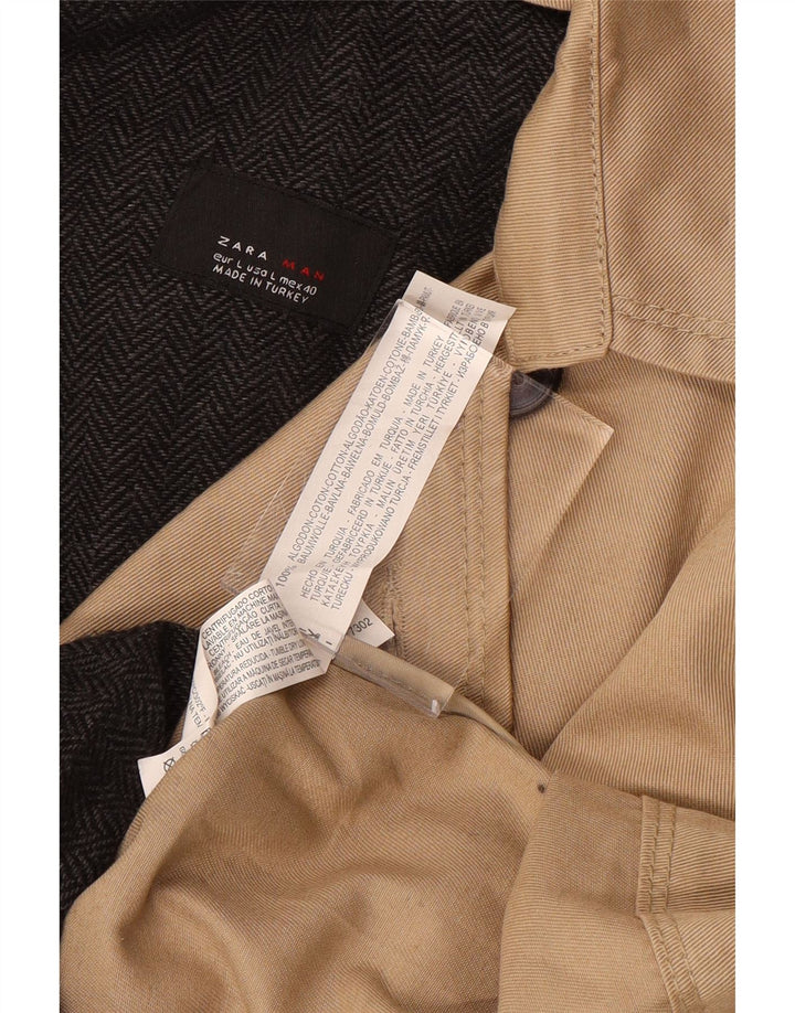 Gabardina ZARA Hombre UK 40 Large Algodón Beige