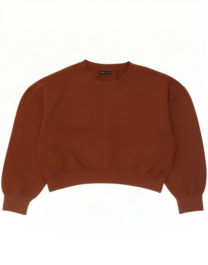 Zara Mujer Crop Sudadera Extragrande Jersey UK 44 Poliéster Marrón Medio