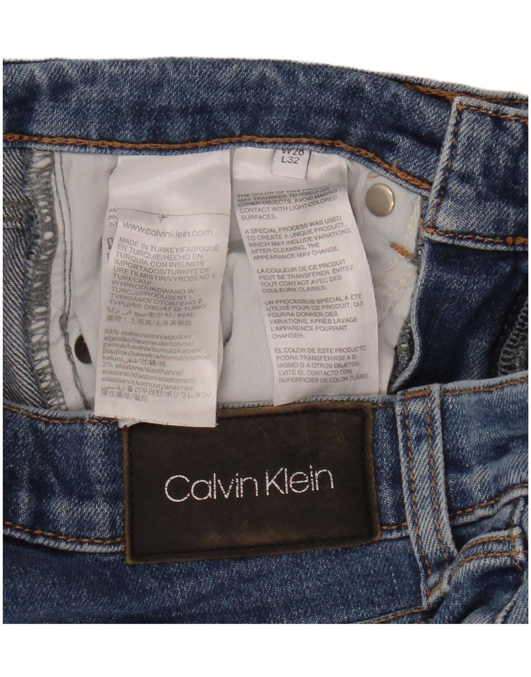 Vaqueros Rectos Calvin Klein Mujer W26 L26 Algodón Azul