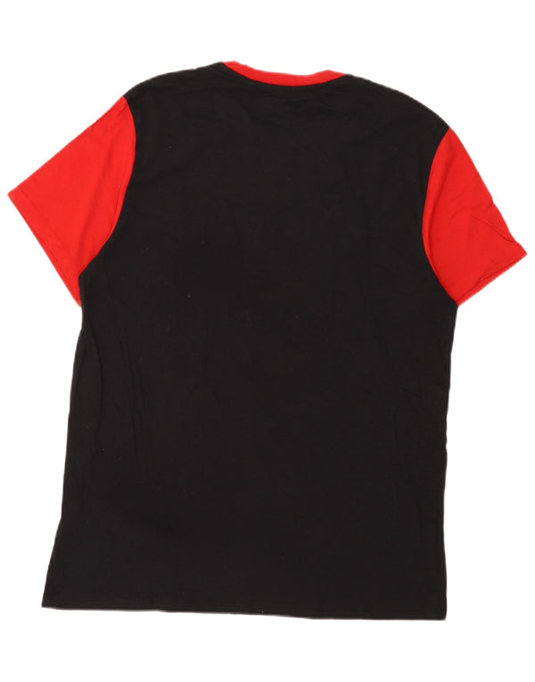 Guess Camiseta gráfica para hombre Top grande de algodón color block negro