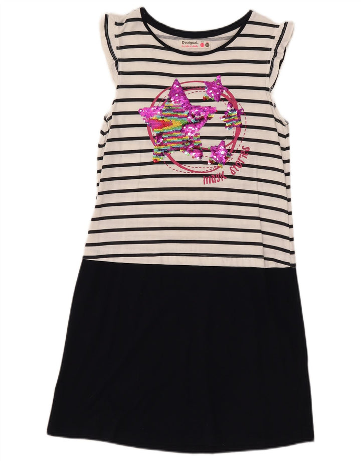 Desigual Vestido Niña Graphic Basic 13-14 Años Blanco Rayas Algodón