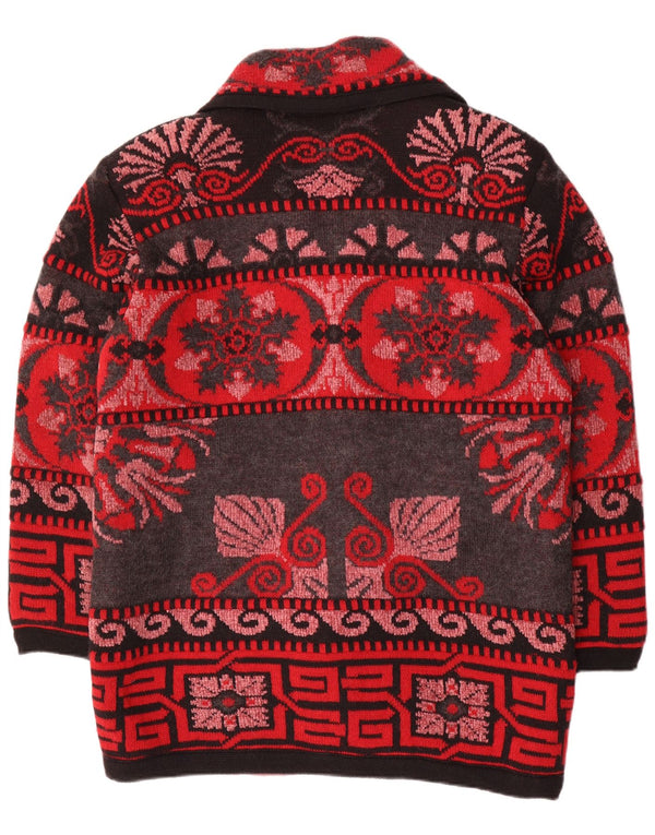 Amourelle Trenca de punto para mujer Reino Unido 40 Grande Rojo Fair Isle Acrílico