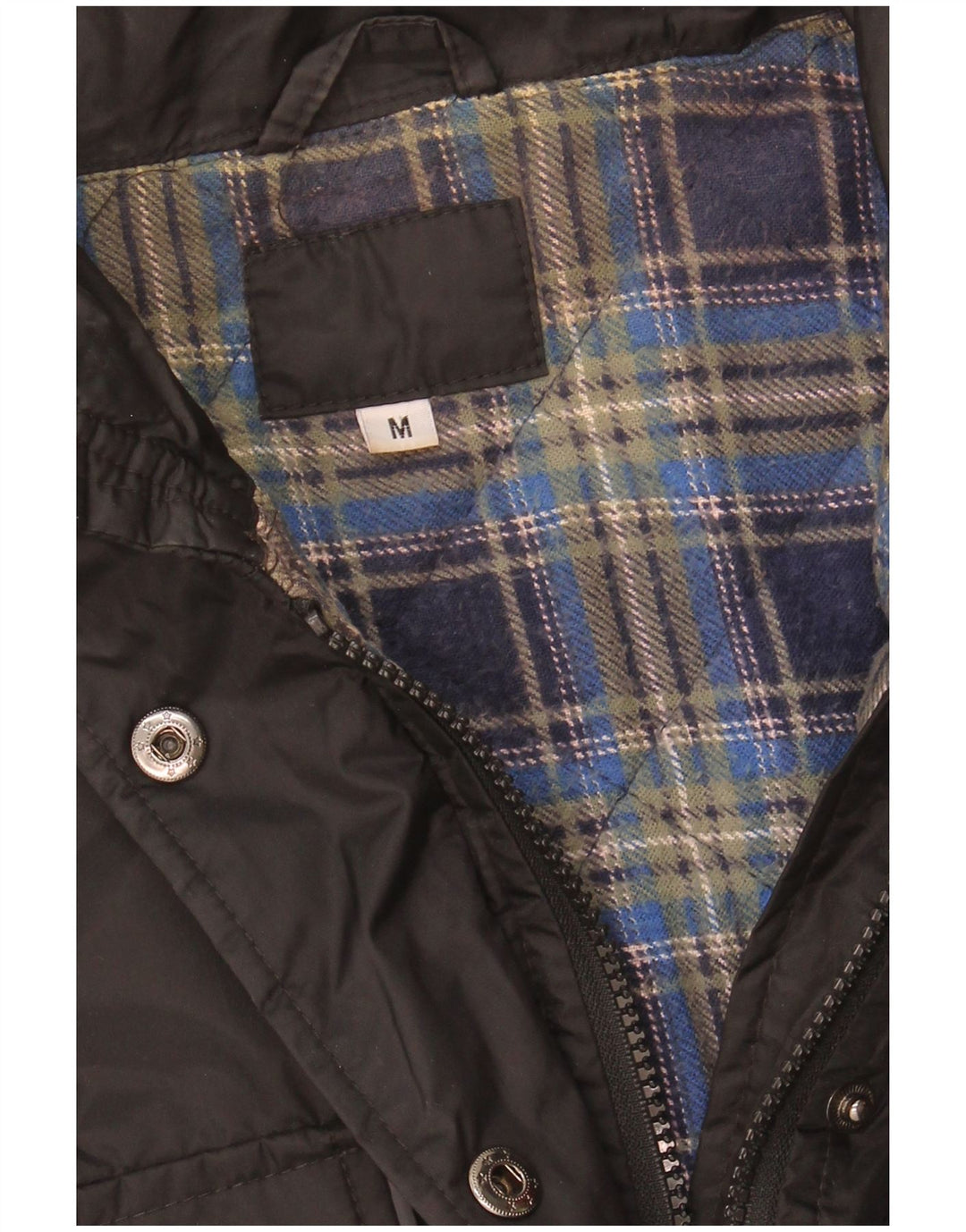 VINTAGE Chaqueta utilitaria para mujer Reino Unido 14 Nylon negro mediano